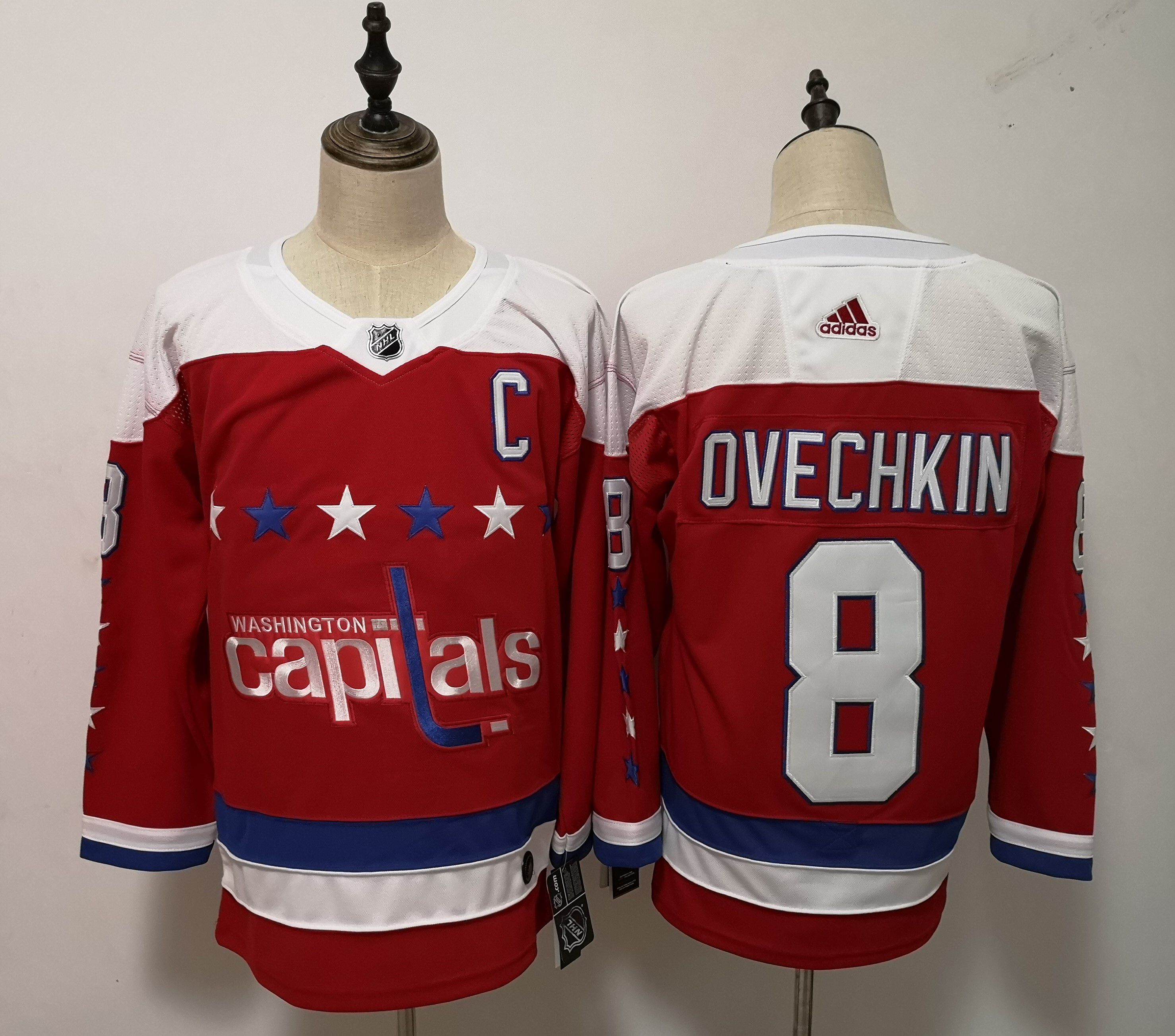 Men Washington Capitals 8 Ovechkin Red Adidas Alternate Authentic Stitched NHL Jersey